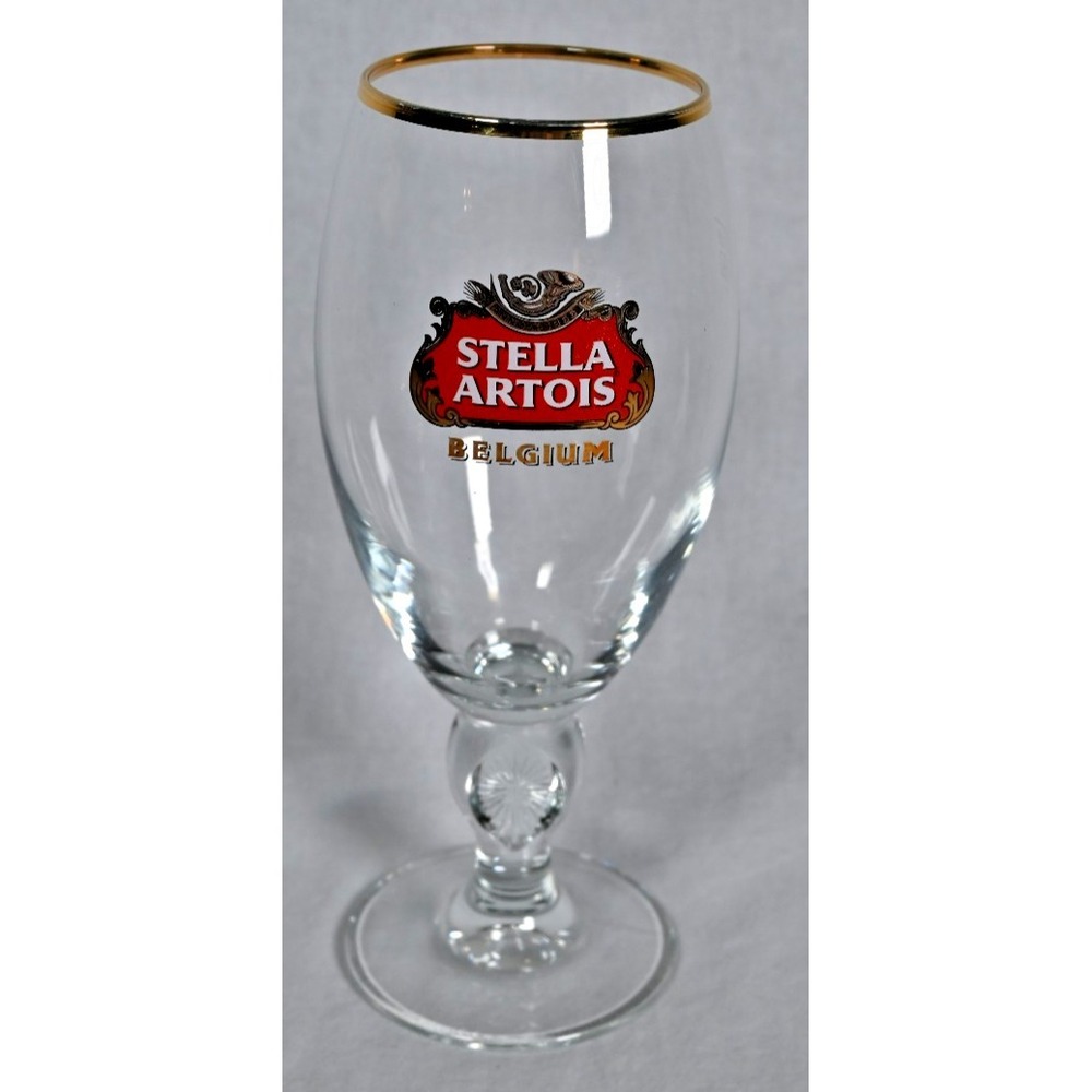 Stella Artois Belgium Beer Glass Chalice 40cl Gold Rim Goblet 8-1/8"